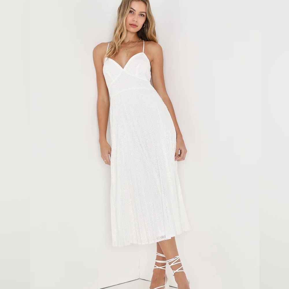 Lulus white sequin dress